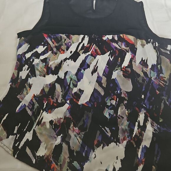 Mexx Sheer Sleeveless Color Splash Top Black Size 12 - Picture 11 of 16